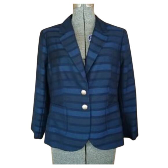 Outback Red Navy Black Striped Blazer Gold Buttons Preppy Career size large - Picture 4 of 7